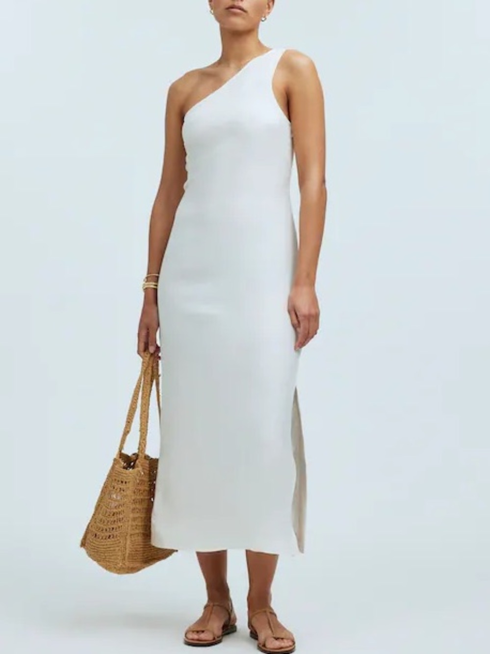 NWT Madewell One-Shoulder Midi Dress in Lighthouse White Size 2